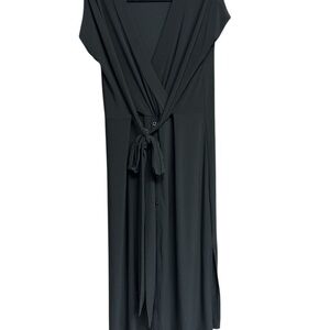 White House Black Market Black Jersey Knit Tie Front Midi Dress